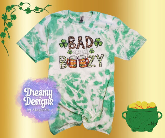 Bad & Boozy Bleached Tee – Green (St. Patty’s Day Edition)