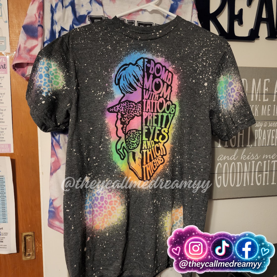 F-Bomb Mom bleached, reverse tiedye tee