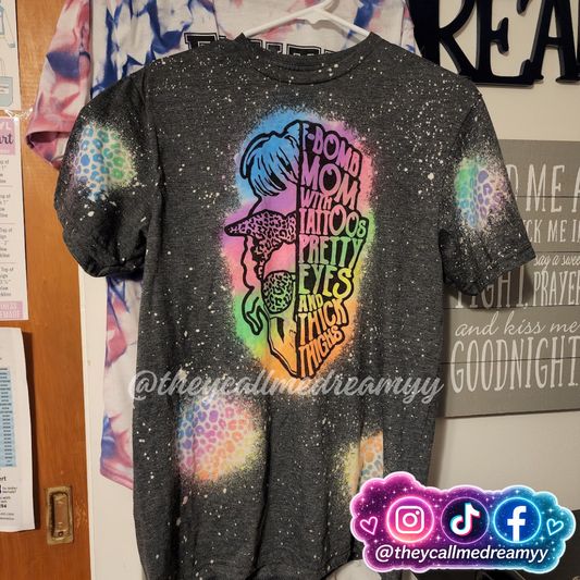 F-Bomb Mom bleached, reverse tiedye tee
