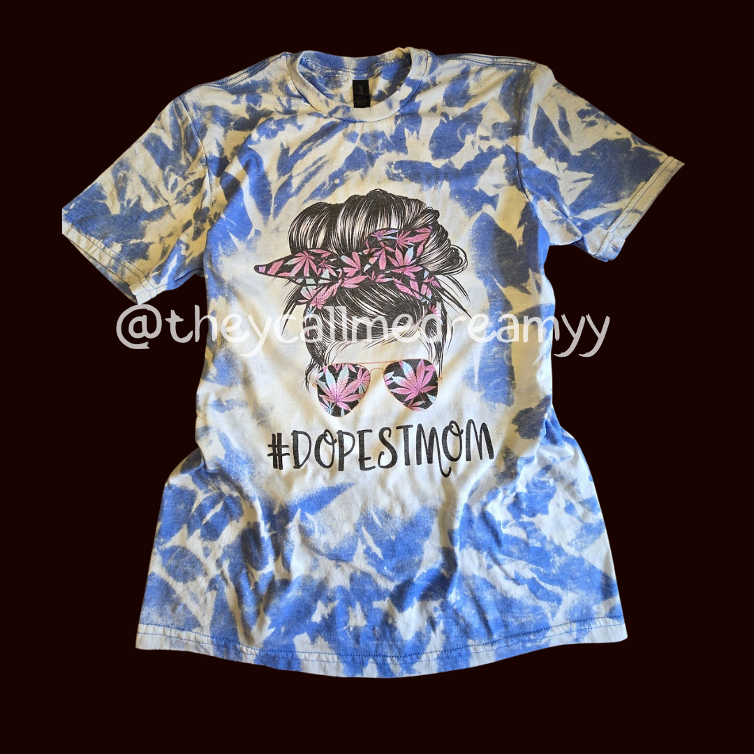 Dopest Mom Bleached Tee - Unisex 💙✨