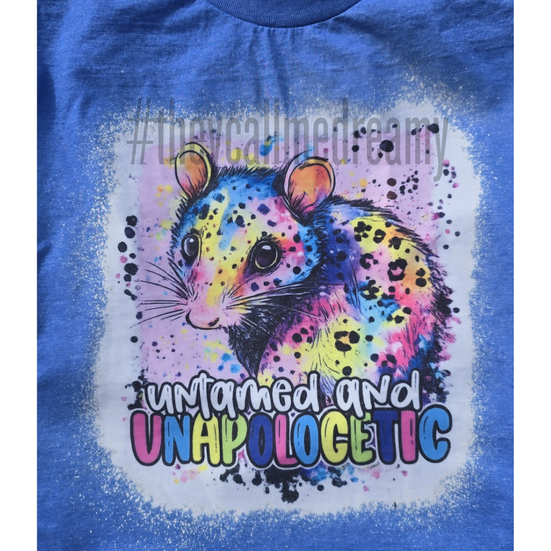 Untamed & Unapologetic Possum Bleached Tee 🐾 - mystery tee